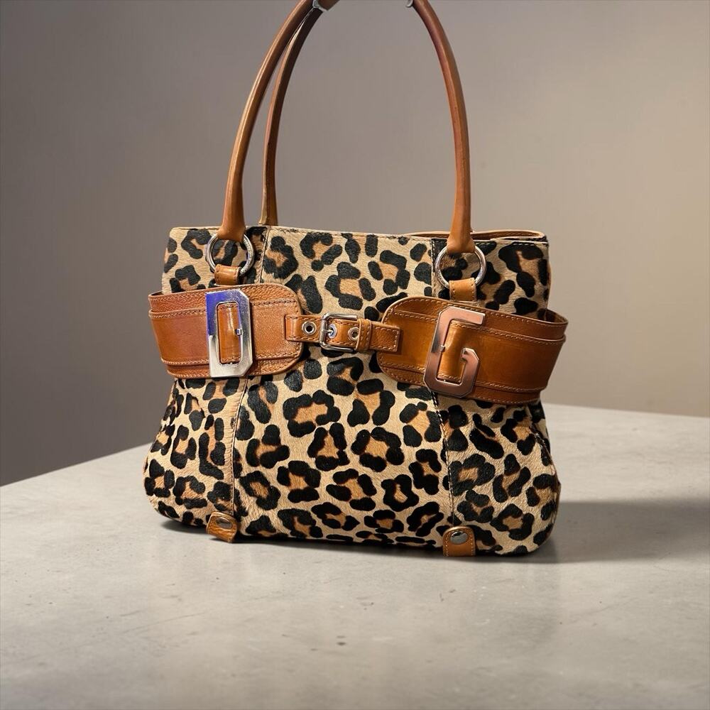 vintage Dolce & Gabbana leopard-print ponyhair tote With Original Cards